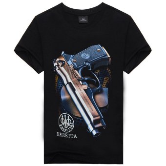 Hotyv Fashion Men 3D Printing Cotton Short Sleeve T-shirt HTS045 Black  