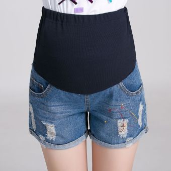 Hotyv Korean Fashion Adjustable Waist Maternity Jeans Shorts For Pregnant HMPANT009  