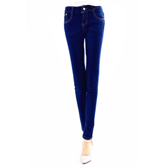 Hotyv Street Fashion Women Casual Skinny Jeans Pencil Pants HPT045 Blue - intl  
