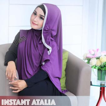 HQo Hijab Kerudung Instan Atalia Original By Flow Idea - Ungu Tua  