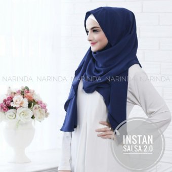 HQo Original Hijab Kerudung Pashmina Instan Salsa By Narinda - Navy Blue  