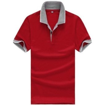 Ilife Store 2015 Brand New Breathable Flimsy Polyester Casual Dress Short Sleeve Camisa Solid Wide-waisted Polo Men Shirt Masculina Camisas Red  