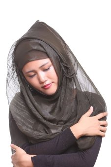 Imitation Silk Comfortable Muslim Hijab Scarf Cap Turban with Flicker (Dark Green)  