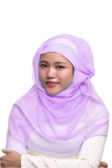 Imitation Silk Comfortable Muslim Hijab Scarf Cap Turban with Flicker (Lavender)  