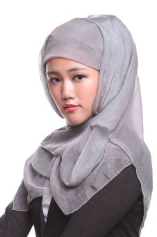 Imitation Silk Muslim Hijab Scarf Cap Turban with Flicker (Grey)  