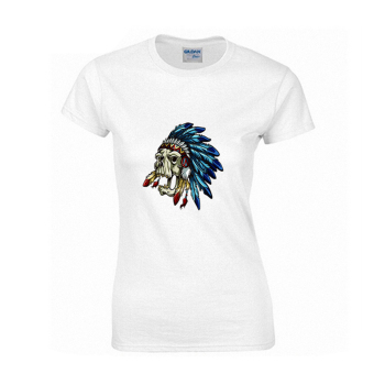 Indian Skull Heads Design Short-sleeved T-shirt Fitted Pure Cotton white size of woman S - intl  