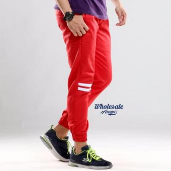 Indistock Jogger Drill Stripe Red HSF White  
