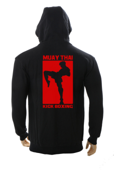 Indoclothing Zipper Hoodie Muay Thai Kick Boxing - Hitam  