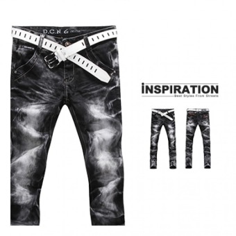 INSPIRATION Kuroshio doomed ghost wash-level white-washed small straight black jeans T170_black  