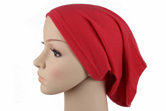 Islamic Muslim Women's Head Scarf Cotton Underscarf Hijab Cover Headwrap Bonnet fashion 2016 red (Intl) - intl  