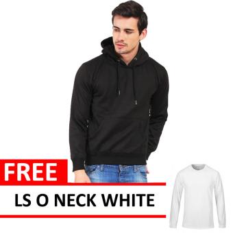 Jacket Oblong Pullover Hoodie Black Free LS O Neck White  