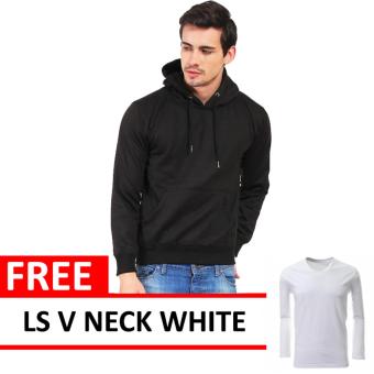 Jacket Oblong Pullover Hoodie Black Free LS V Neck White  