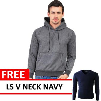 Jacket Oblong Pullover Hoodie Dark Grey Free LS V Neck Navy  