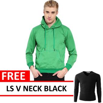 Jacket Oblong Pullover Hoodie Green Free LS V Neck Black  