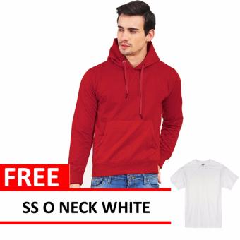 Jacket Oblong Pullover Hoodie Maroon Free SS O Neck White  