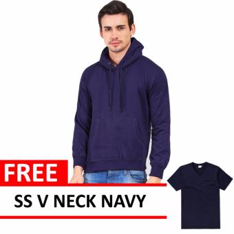 Jacket Oblong Pullover Hoodie Navy Free SS V Neck Navy  