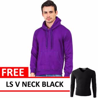 Jacket Oblong Pullover Hoodie Purple Free LS V Neck Black  