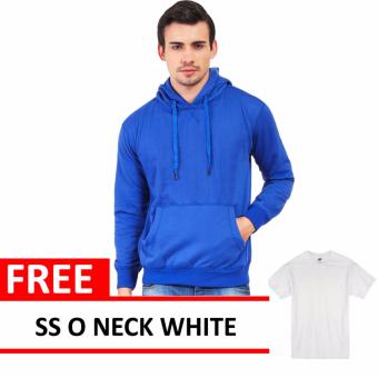 Jacket Oblong Pullover Hoodie Royal Blue Free SS O Neck White  