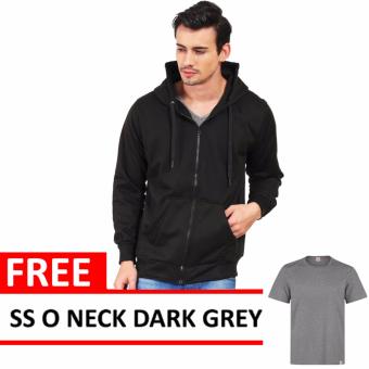 Jacket Zipper Hoodie Black Free SS O Neck Dark Grey  