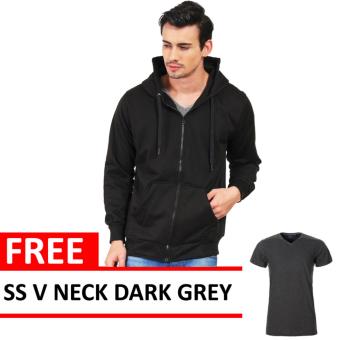 Jacket Zipper Hoodie Black Free SS V Neck Dark Grey  