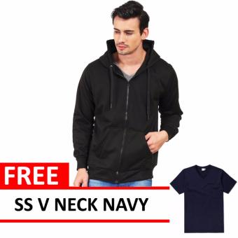 Jacket Zipper Hoodie Black Free SS V Neck Navy  