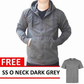 Jacket Zipper Hoodie Dark Grey Free SS O Neck Dark Grey  