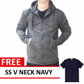 Jacket Zipper Hoodie Dark Grey Free SS V Neck Navy  