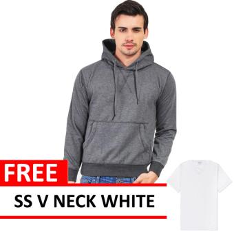 Jacket Zipper Hoodie Dark Grey Free SS V Neck White  