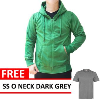 Jacket Zipper Hoodie Green Free SS O Neck Dark Grey  
