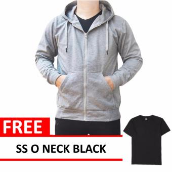 Jacket Zipper Hoodie Light Grey Free SS O Neck Black  