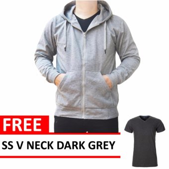 Jacket Zipper Hoodie Light Grey Free SS V Neck Dark Grey  