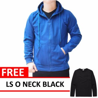 Jacket Zipper Hoodie Royal Blue Free LS O Neck Black  