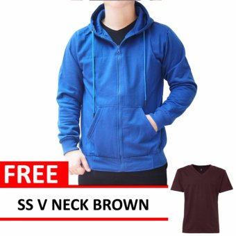 Jacket Zipper Hoodie Royal Blue Free SS V Neck Brown  