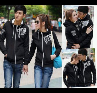 Jakarta Couple Jaket Pasangan Qing Luoc Hitam Tulisan Putih  