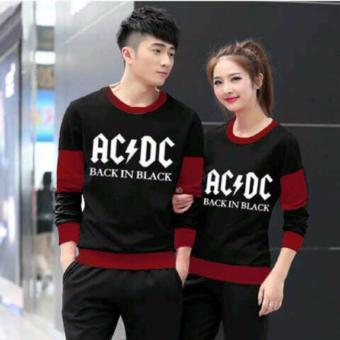 Jakarta Couple - Sweater Pasangan ACDC Hitam Maroon  