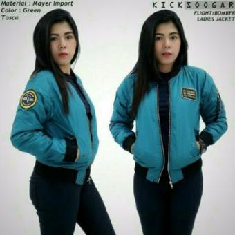 Jaket bomber hijau tosca wanita kicksoogar  