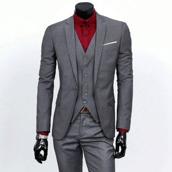 Jaket Kulit - Setelan Jas dan Celana Pria New Design - Grey  