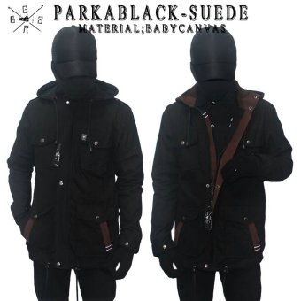 Jaket Parka Black Suede Borwn - Black  