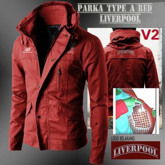 Jaket Parka bola V2 Liverpool-Merah  