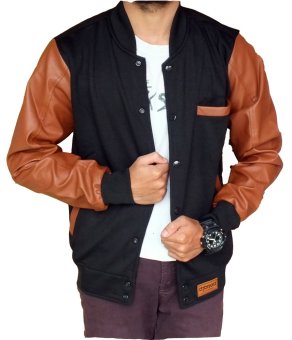 Jaket Pria JH Jaket Kulit Base Ball Varsity- Coklat  