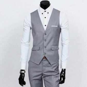 Jas Cowok - Vest Exclusive Fashion Mens - Abu-Abu  