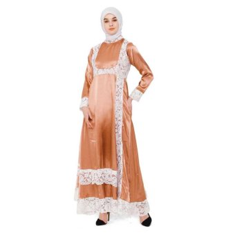 Java Seven Rnr 005 Baju Gamis Muslim Wanita-Saten-Bagus Dan Lucu Terbaru 2017(Coklat)(Int:XL)(OVERSEAS)  