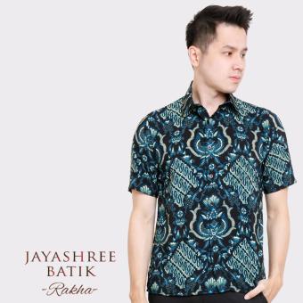 Jayashree Batik Kemeja Slimfit Rakha Blue Shortsleeve Pria  