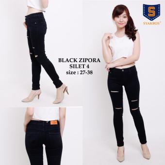 Jeans Skinny Ripped 4 BLACK ZIPORA Stretch  