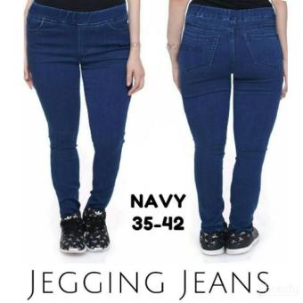 Jegging Jeans Navy Jumbo Bigsize  