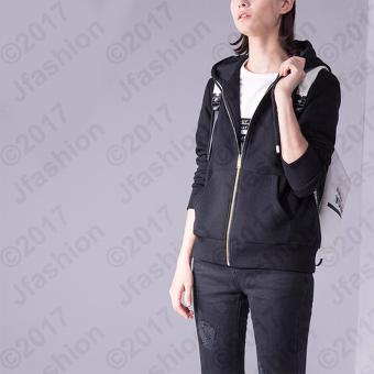 Jfashion Women's Hoodie Jacket With Zipper - Novi Hitam  