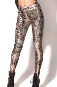 Jiayiqi Europe And The Middle East Map Pattern Digital Print Leggings  
