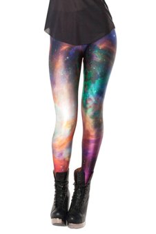 Jiayiqi Starry Sky Nebula Pattern Digital Print High Waist Leggings  
