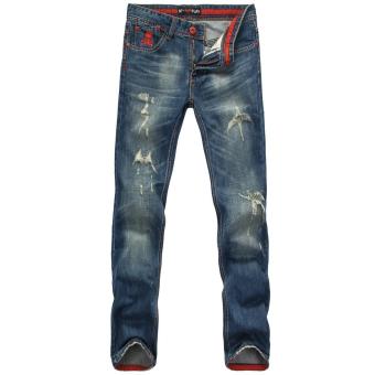 JIEYUHAN Men's Distressed Washed Ripped Slim Fit Jeans - intl  