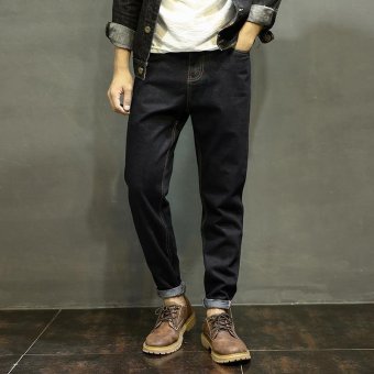 JIEYUHAN Men's Fashion Jeans Pants Black - intl  